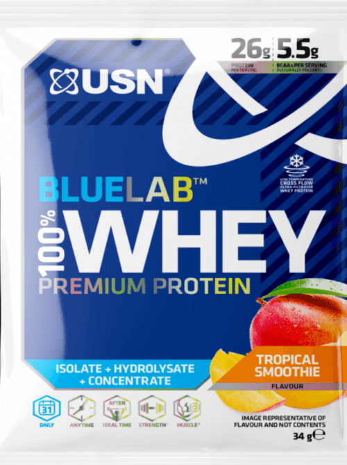 Proteinové prášky USN BlueLab Whey Protein - vzorek tropical smoothie 34g