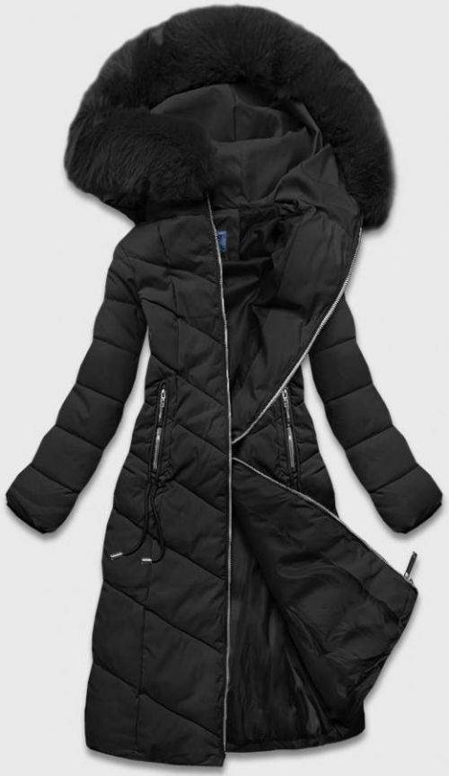 Černá klasická dlouhá dámská zimní bunda (B8075-1) - S (36) - černá