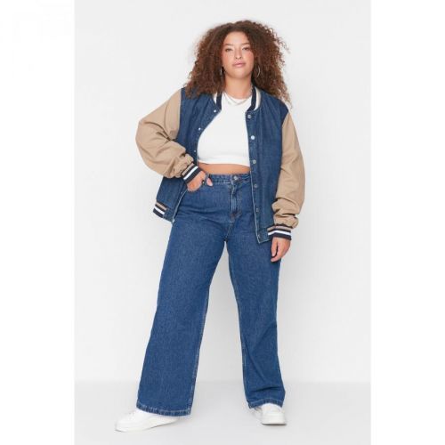 Trendyol Curve Indigo High Waist Wideleg Jeans