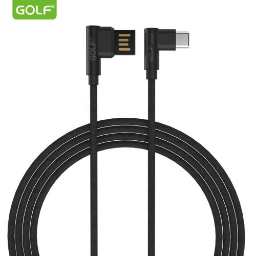 Oboustranný datový kabel GOLF GC-48t, USB kabel s 90° koncovkami, typ C, black