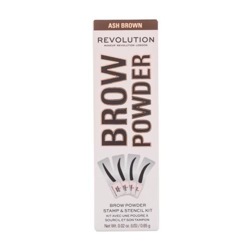 Makeup Revolution London Brow Powder Stamp & Stencil 0,65 g pudr na obočí se šablonami pro ženy Ash Brown