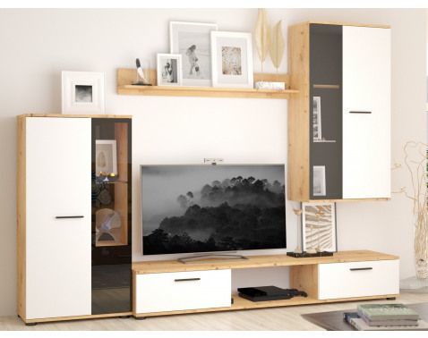 Obývací stěna Samsa, dub artisan/bílá