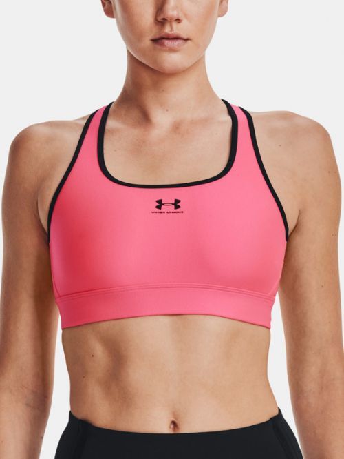 Under Armour UA HG Armour Mid Padless Sportovní podprsenka Růžová