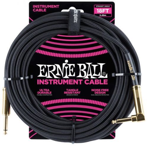 Ernie Ball 18' Braided Cable Black