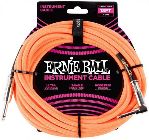 Ernie Ball 18' Braided Cable Neon Orange