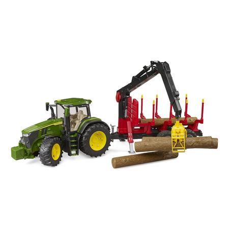 BRUDER 03154 John Deere 7R 350 set s přepravníkem na dřevo a 4 kládami