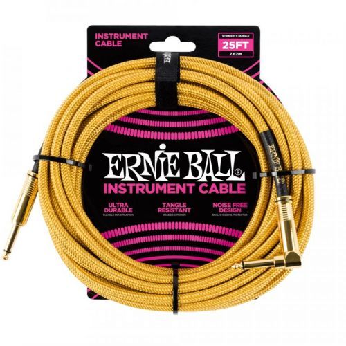 Ernie Ball 25' Braided Cable Gold