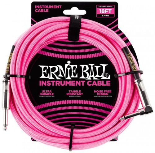 Ernie Ball 18' Braided Cable Neon Pink