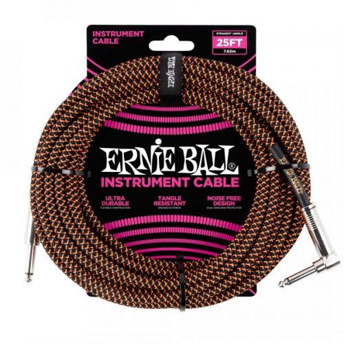 Ernie Ball 25' Braided Cable Black/Orange