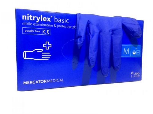 NITRYLEX BASIC - Nitrilové rukavice (bez pudru) tm. modré, 100 ks, L