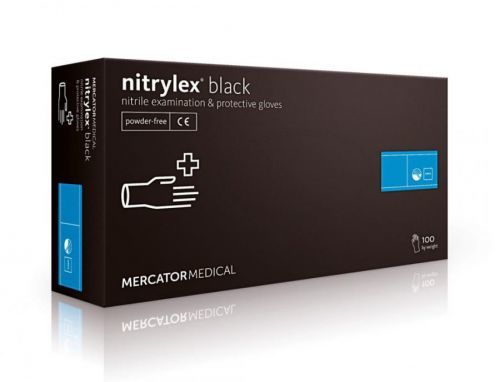 NITRYLEX BLACK - Nitrilové rukavice (bez pudru) černé, 100 ks, M