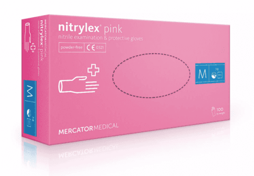 NITRYLEX PINK - Nitrilové rukavice (bez pudru) růžové, 100 ks, M