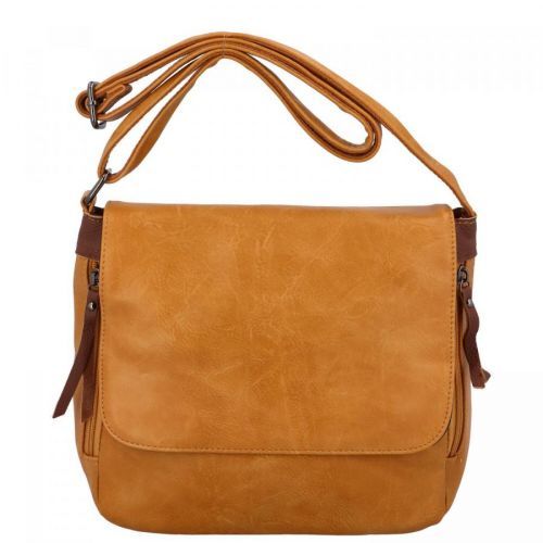 Praktická dámská taška na rameno s klopou Luciano, žlutá