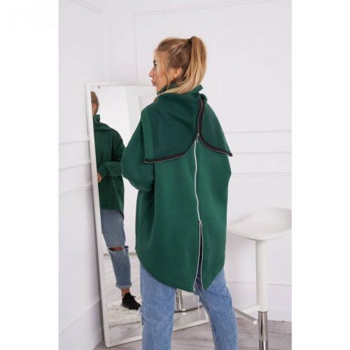 Insulated sweatshirt with a zipper at the back dark green