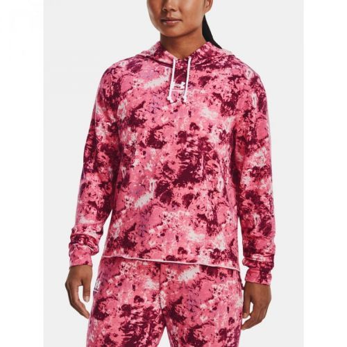 Under Armour Mikina Rival Terry Print Hoodie-PNK - Dámské