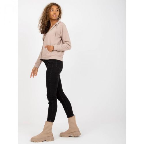 Basic beige cotton zipped sweatshirt