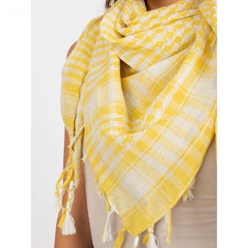 Light yellow and white scarf with fringes