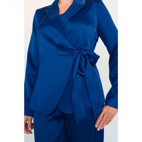 Tmavě modré saténové sako se zavazováním ORSAY - Dámské