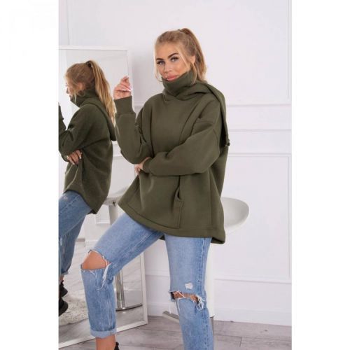 Insulated sweatshirt with a zipper at the back khaki