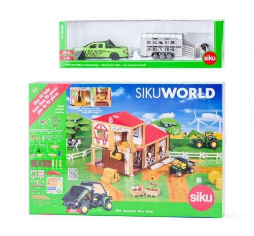 SIKU World - farma s autem pro přepravu dobytka