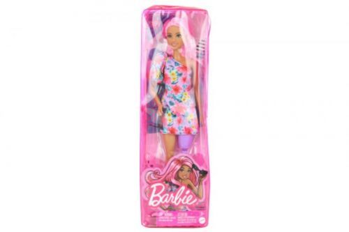Mattel Barbie Modelka 189 - Květinové šaty na jedno rameno FBR37