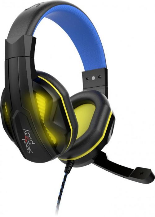 Steelplay HP47 Gaming Sluchátka Over Ear kabelová stereo černá/modrá  regulace hlasitosti, Vypnutí zvuku mikrofonu