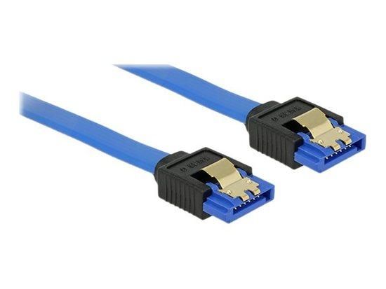 Delock Cable SATA 6 Gb/s receptacle straight > SATA receptacle straight 30 cm blue with gold clips
