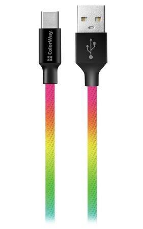 COLORWAY datový kabel USB - C 1m Multicolor