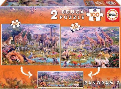 EDUCA Puzzle Divoká zvířata 2x100 dílků