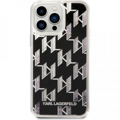 Karl Lagerfeld Monogram Liquid Glitter kryt iPhone 14 Pro Max černý