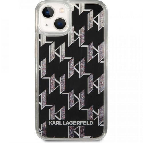 Karl Lagerfeld Monogram Liquid Glitter kryt iPhone 14 černý