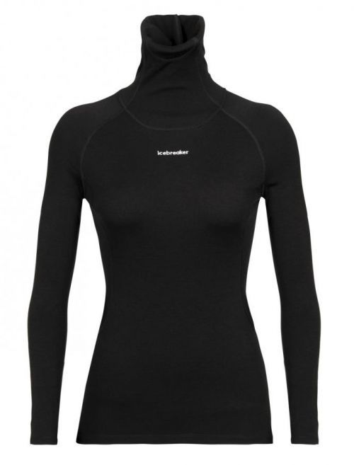 dámské triko dlouhý rukáv ICEBREAKER Wmns Merino LS Roll Neck, Black velikost: S