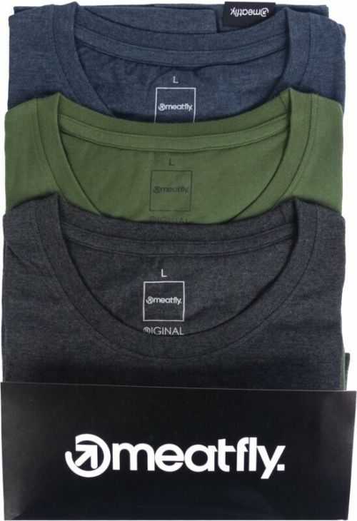 Meatfly Outdoorové tričko Basic T-Shirt Multipack Heather-Olive-Navy Heather S