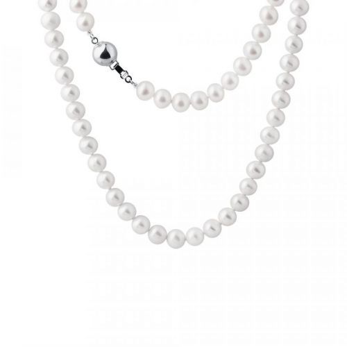 Perlový náhrdelník ze sladkovodních perel se stříbrným zapínáním KLENOTA