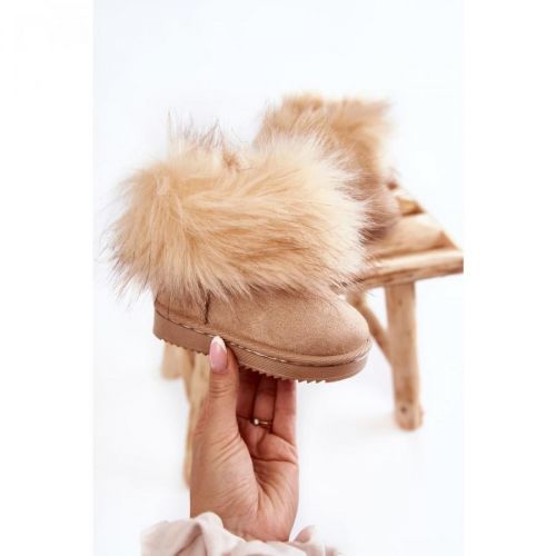 Children's Snow Boots With Eco Fur Beige Ariana