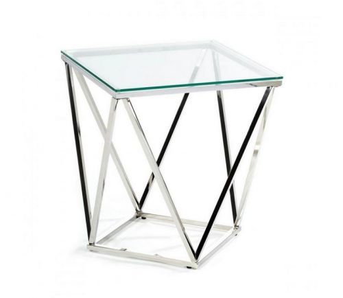 HowHomely Konferenční stolek DIAMANTA 50x50 cm chrom/čirá
