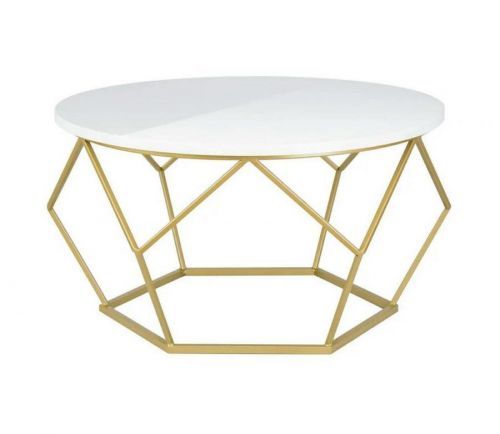 HowHomely Konferenční stolek DIAMOND 40x70 cm zlatá/bílá