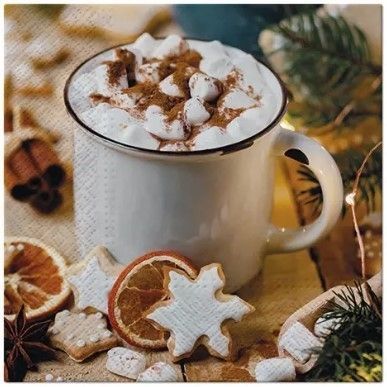 Zet servis Vánoční ubrousky Paw - Hot Chocolate - 33x33 cm - SDL 233500