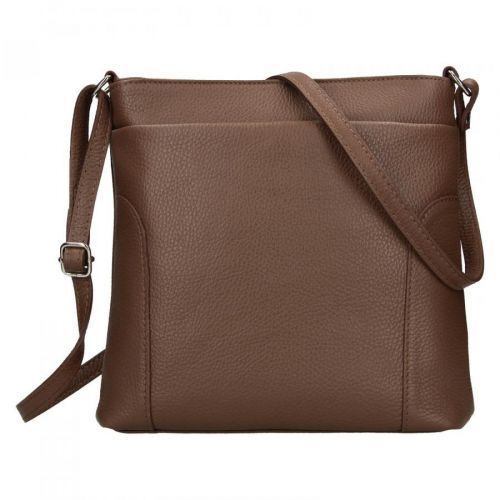 Dámská kožená crossbody kabelka Italia Emma - tmavě hnědá