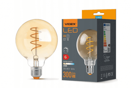 Berge LED žárovka AMBER filament - E27 - 4W - G95 - stmívatelná - teplá bílá