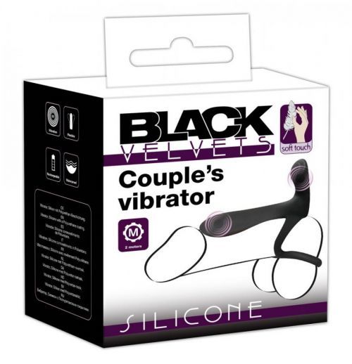 Black Velvet - rechargeable, waterproof 2in1 penis ring (black)