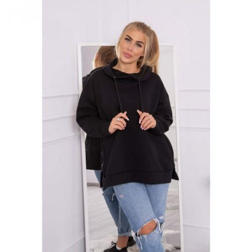 Insulated sweatshirt with a zipper on the side black