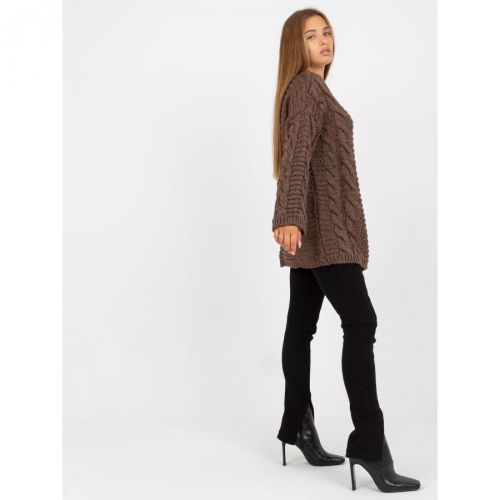 RUE PARIS brown oversize sweater with braids