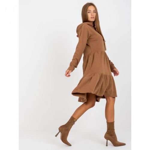 Brown FRESH MADE hooded sweatshirt dress