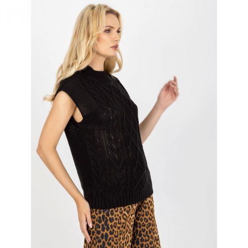 Black, knitted vest with braids from SUBLEVEL