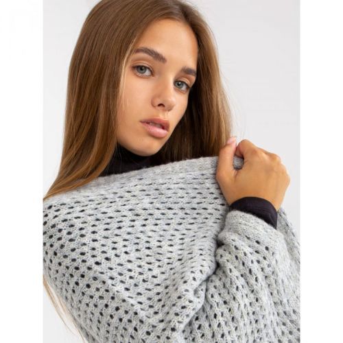 Gray oversize long openwork cardigan OCH BELLA