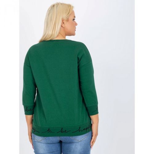 Green and black plain plus size sweatshirt with Charliza inscriptions