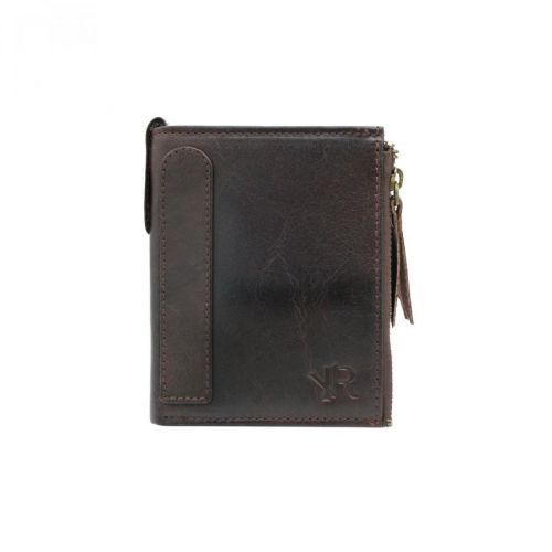 Large brown men's wallet in retro style