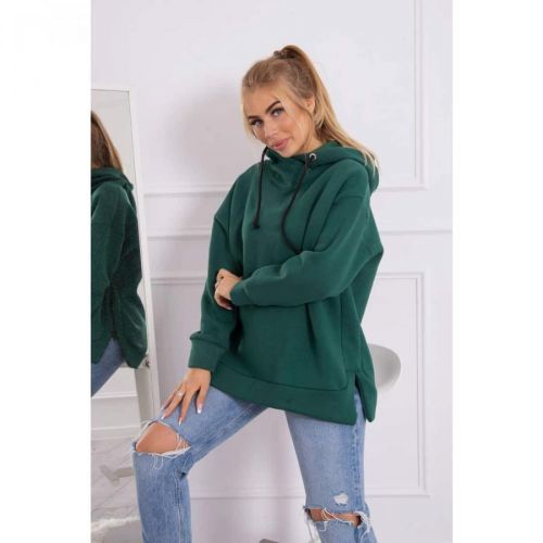 Insulated sweatshirt with a zipper on the side dark green