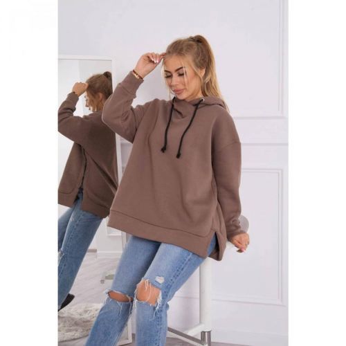 Insulated sweatshirt with a zipper on the side mocca